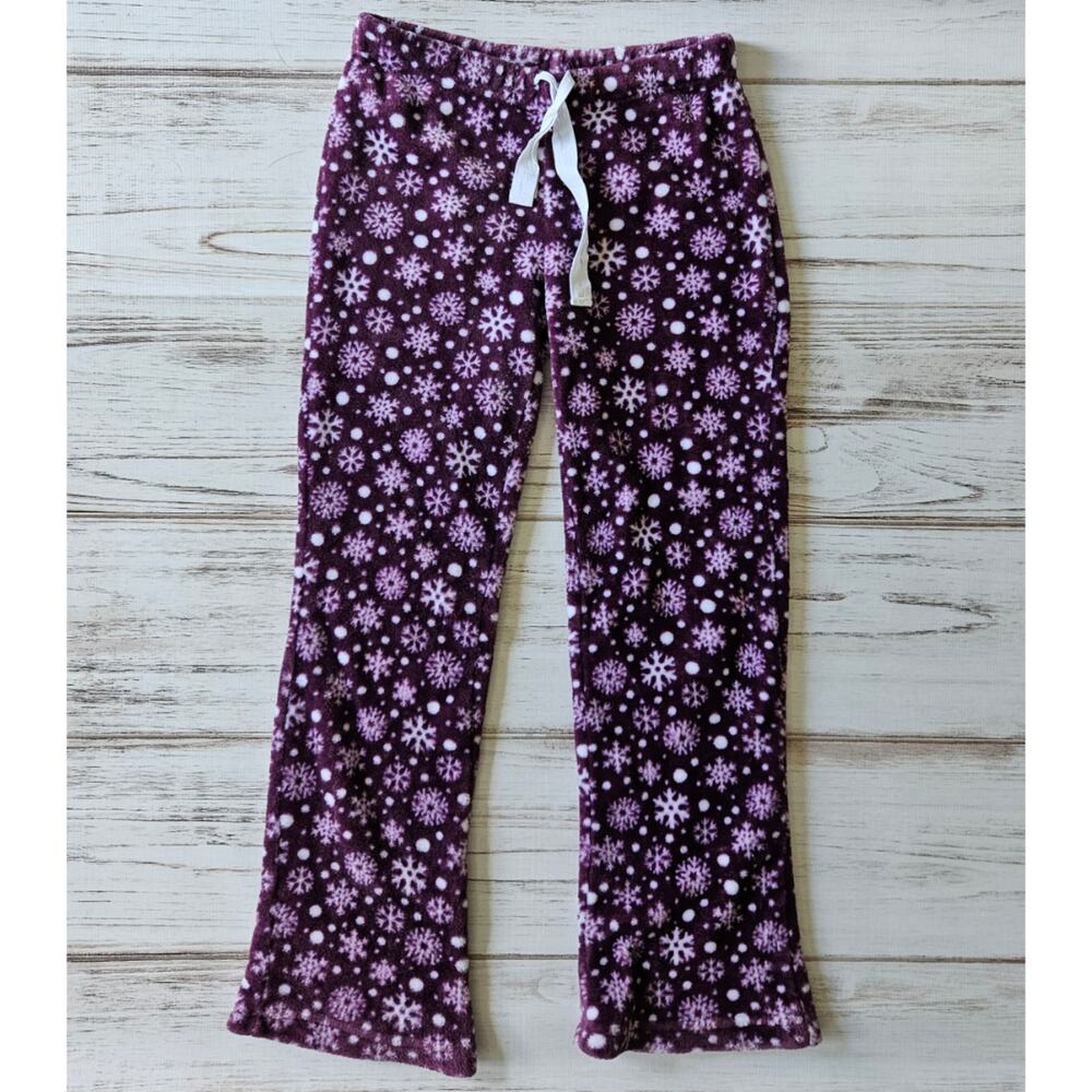 Body Candy Cozy Fleece Maroon and Snowflake Sleep Pants sz L